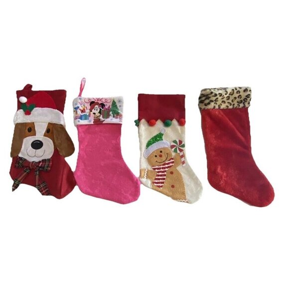 Christmas Stockings Holiday Home Party Decoration Lot 4 Disney Dog Leopard - Picture 1 of 16